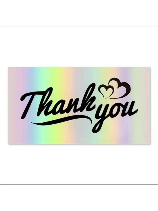 Other - 50 Cards Holographic Silver Color Thank You Cards, 3.5''x 2.1''